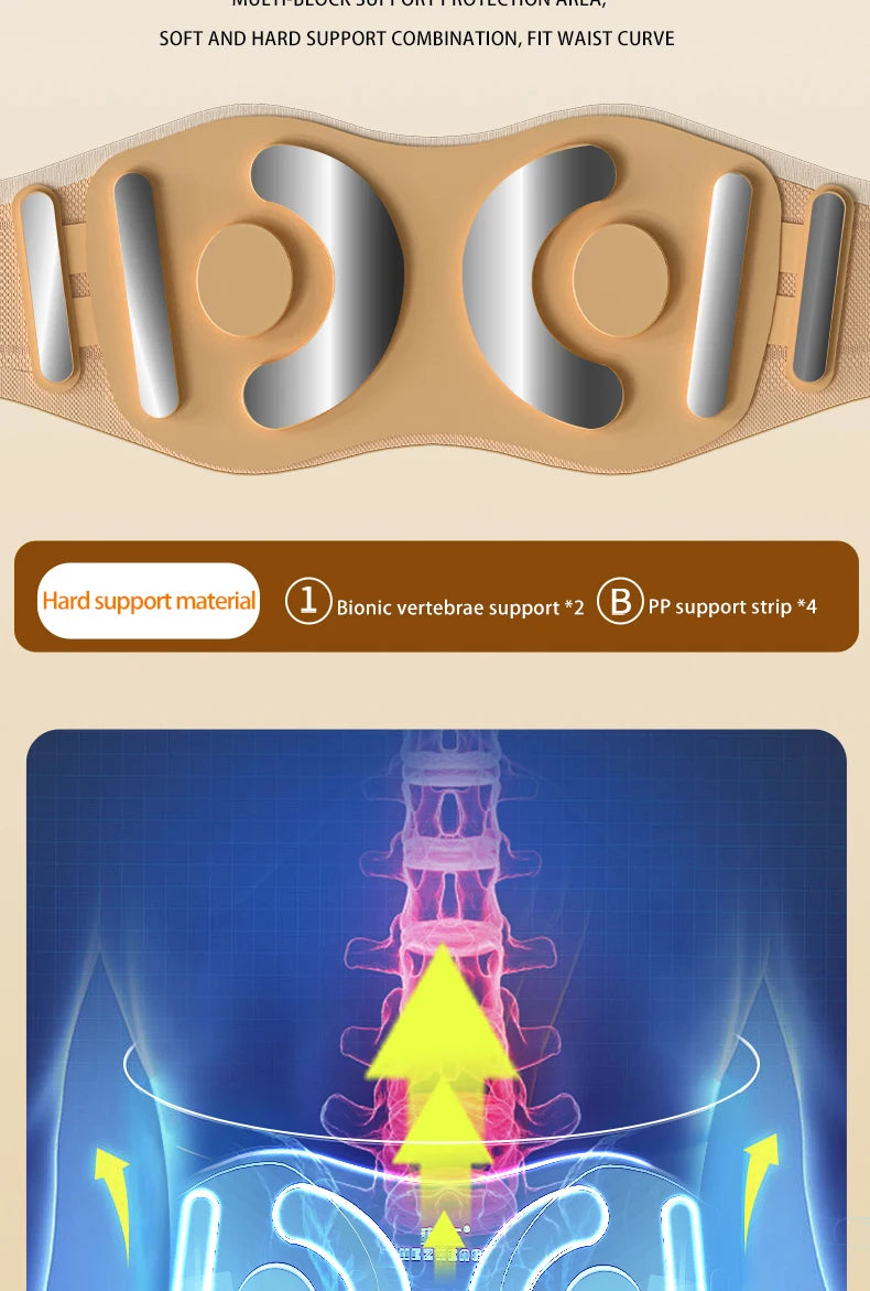 Cinturón de soporte lumbar ajustable para salud y bienestar, con percusión muscular, transpirable y protección lumbar, masajeador adelgazante con calor.