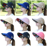 Fashion Women's Ladies Summer Vacation Wide Brim Foldable Sun Hat Anti-UV Beach Visor Caps Casual Hats