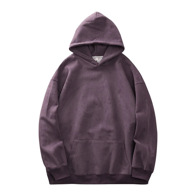 Dukeen-Men's Solid Color Heavyweight Fleece Hoodies, Loose Long Sleeve Clothes, Monochrome, 400G, Autumn, 2023 