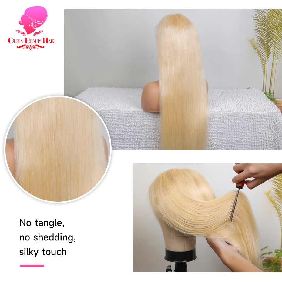 360 Full Lace Wig Human Hair Pre Plucked 613 Blonde Colored Lace Front Wigs Bone Straight Ponytail Human Hair Lace Frontal Wig