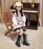Girls Long Boots Children Knee-High Fashion Motorcycle Boots Rubber Soft Platform for Princess Kids High Boots Classic Winter