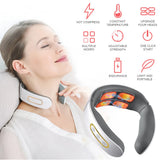 Masajeador eléctrico de pulso para cuello y hombros, 6 modos, 9 niveles de calor ajustable, para vértebras cervicales, relajación, alivio del dolor, máquina de amasado