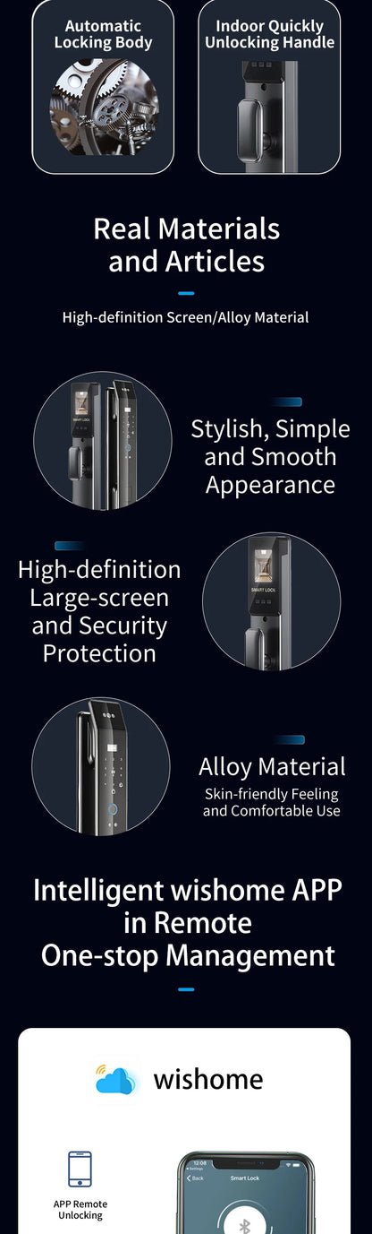 3D Face Smart Door Lock Biometric Recognition Fingerprint Password IC Card APP Wifi Lock Unlock for Home House Apartment