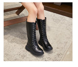 Girls Long Boots Children Knee-High Fashion Motorcycle Boots Rubber Soft Platform for Princess Kids High Boots Classic Winter