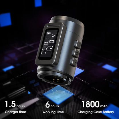 Máquina de tatuaje inalámbrica profesional Ambition MARS-U con pluma y trazo ajustable, cartucho de 2-4 mm, motor sin núcleo de 1800 mAh, para artistas del tatuaje
