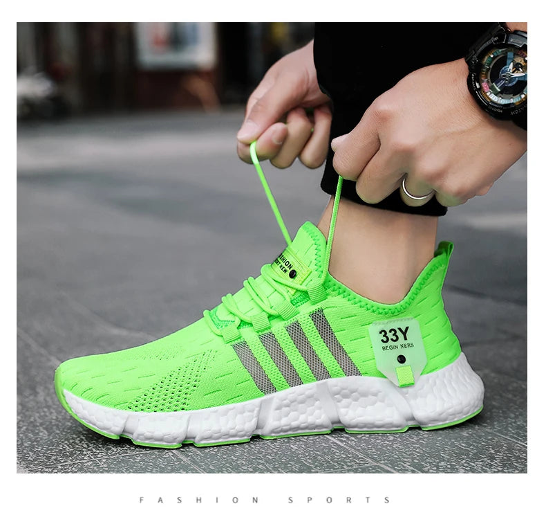 Breathable Mesh Men Shoes Trendy Lightweight Walking Flats Plus Size Male Tennis Sneakers Outdoor Running Fitness Shoes 2024