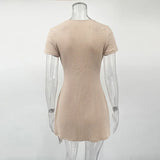 Tornova Knitted Mini Dress Female V Neck Buttons Elegant Short Sleeve Dress High Elasticity Casual Women's Dress 2026 Summer New