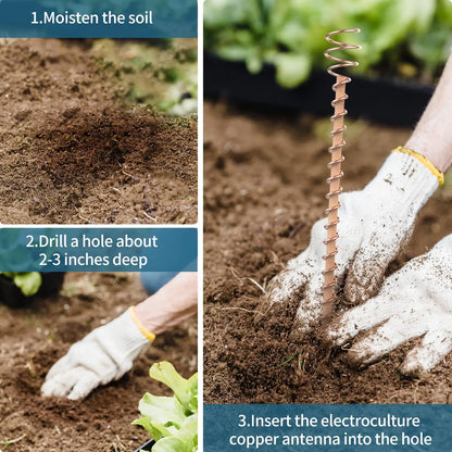 1/2/3PCS Electroculture Plant Stakes Gardening Copper Coil Antennas for Growing Garden Plants and Vegetables Using Ether Energy