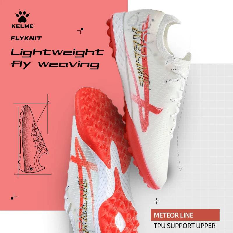 KELME Man MG Soccer Shoes Artificial Grass Slip-Resistant Cushioning Training Football Boot AG Sports Training Shoes