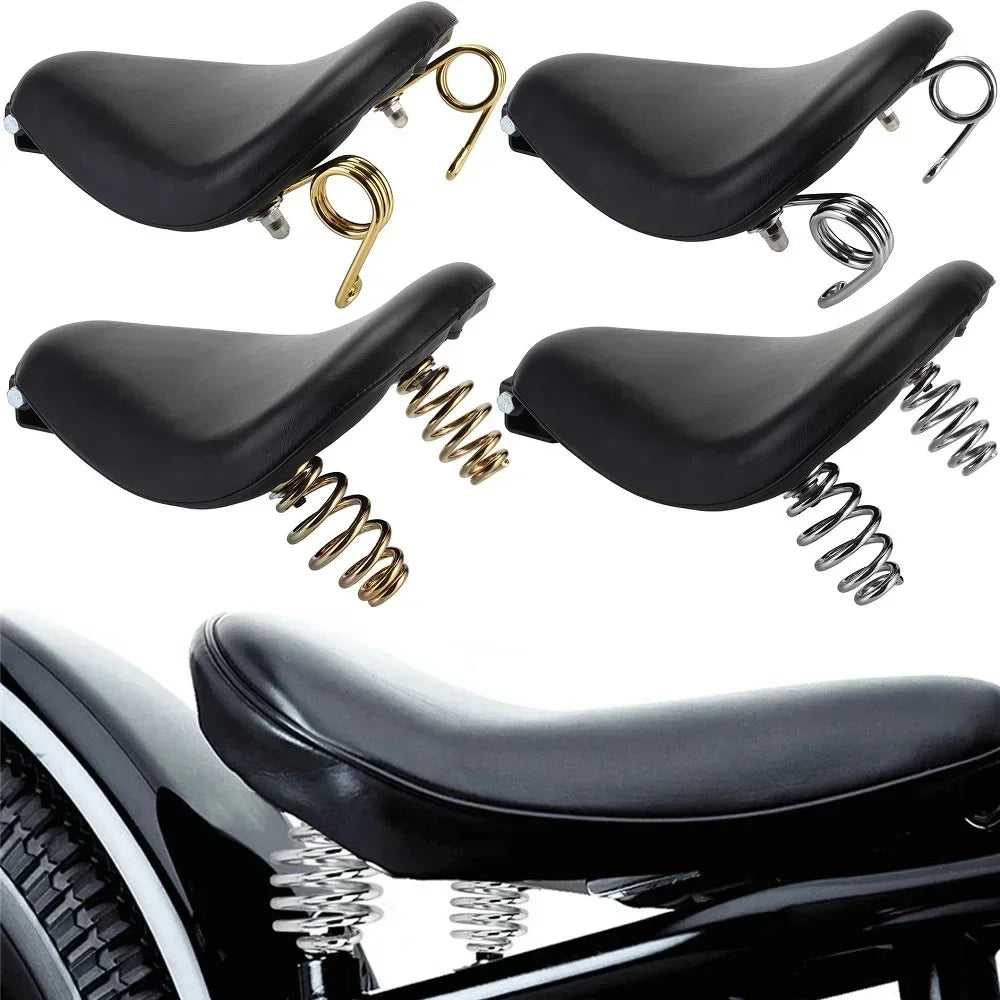 12" Motorcycle Universal PU Solo Driver Seat Springs Bracket Mount Kit For Harley Honda Yamaha Kawasaki Suzuki Indian Triumph