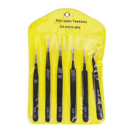 2/6pcs Precision Tweezers Set ESD Anti-Static Stainless Steel Tweezers Repair Tools for Electronics Repair Soldering Craft Tools