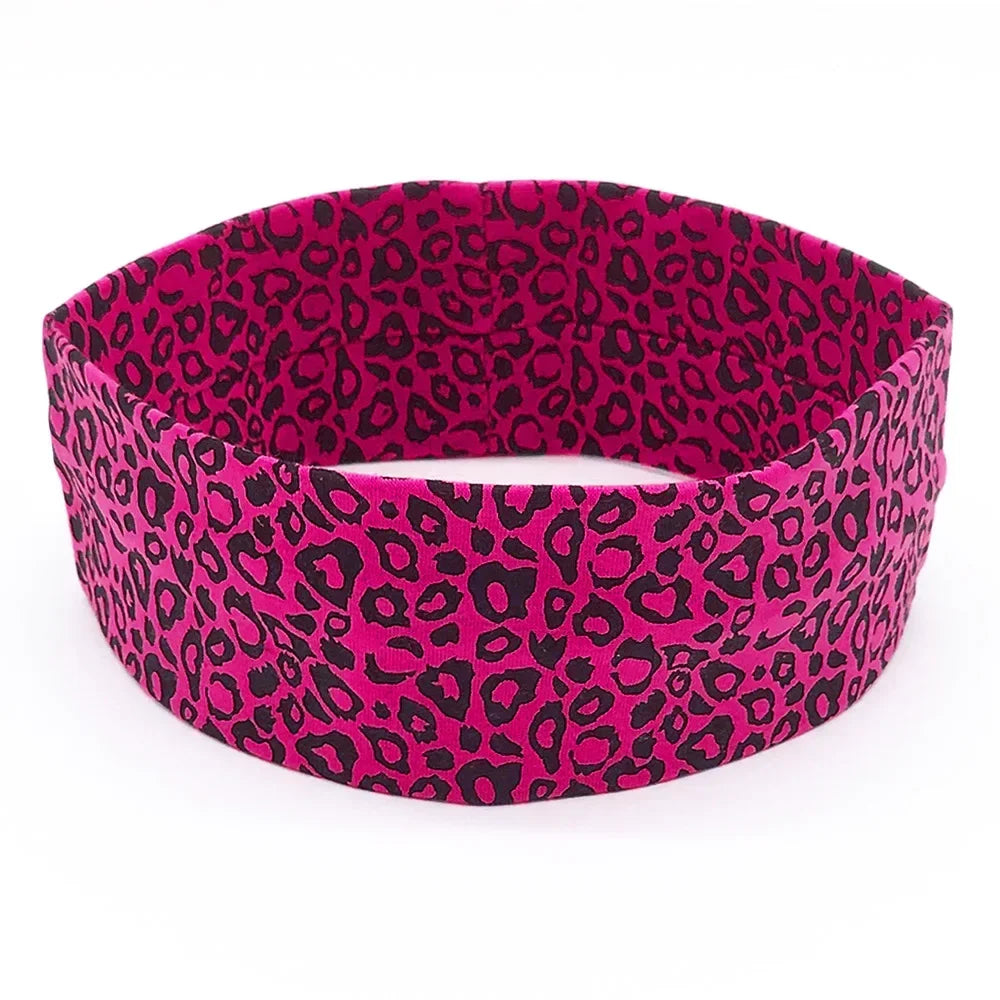 Fashion Leopard Print Sports Headband Yoga Headband Women's Fitness Elastic Cotton Sweat-Absorbing Headscarf Athletic Headwear