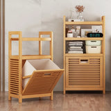 Laundry Hamper Bathroom Rack High-capacity Bamboo Laundry Baskets With Shelf With Tilt Out Basket Wooden Storage Hamper Racks