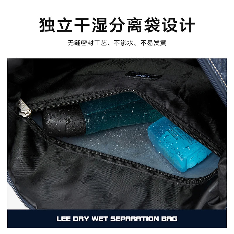 LEE Casual Weekends Overnight Luggage Travel Bag Women Men Waterproof Dry Wet Pockets Duffle Bag Unisex Sport Fitness Gym Bag