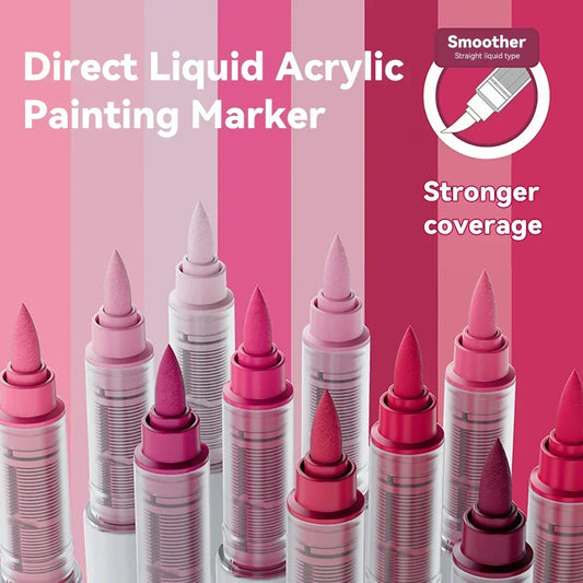 9pcs/Box Mixed Color Acrylic Markers Set Art Rock Painting Pens Kids Gift Graffiti For Stone Glass Book Shoes DIY Craft Supplies