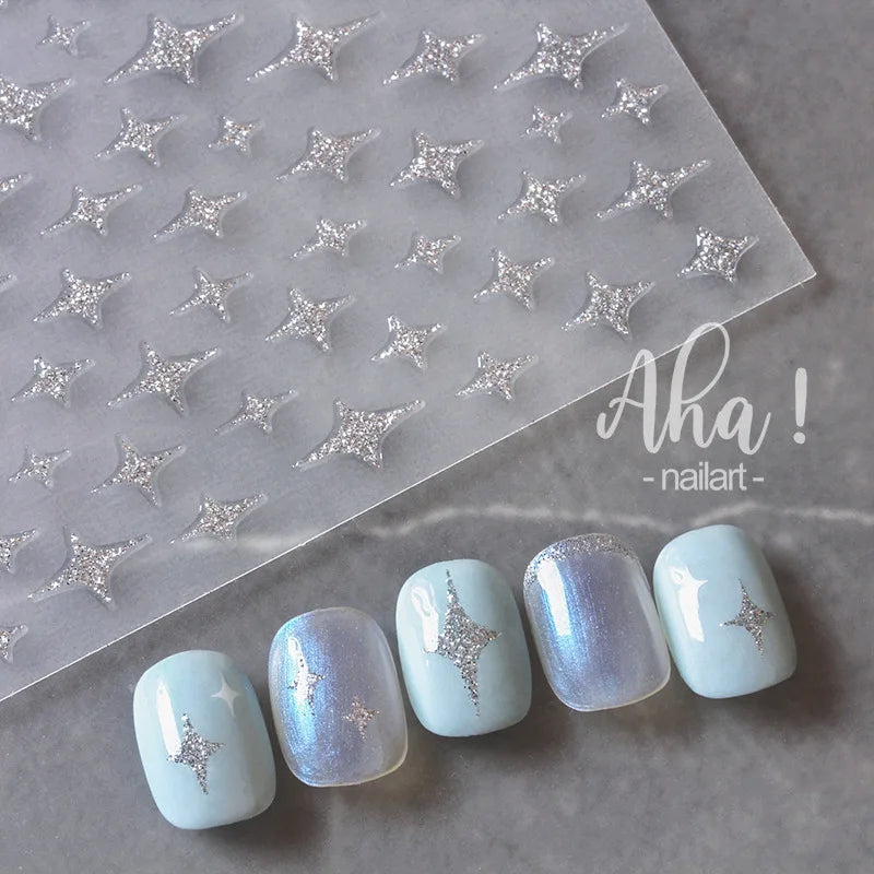Shining Aurora Shell Light Butterfly Nail Stickers 5D Nail Art Design Decoration Decals DIY Manicure High Quality