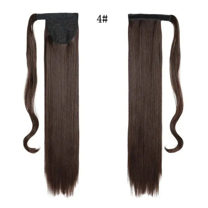 22 Polegada extensões de cabelo de rabo de cavalo reto sintético resistente ao calor envoltório em torno de pônei peruca para uso diário feminino