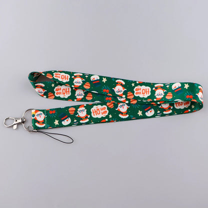 Christmas Lanyard Santa Claus Neck Strap for Key ID Card Cellphone Straps Badge Holder DIY Hanging Rope Neckband Accessories