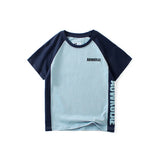 2022 Summer Korean Style Children T-Shirts Fashion Splicing Letter Design Kids Short Sleeve Tops Pure Cotton Children's Clothes