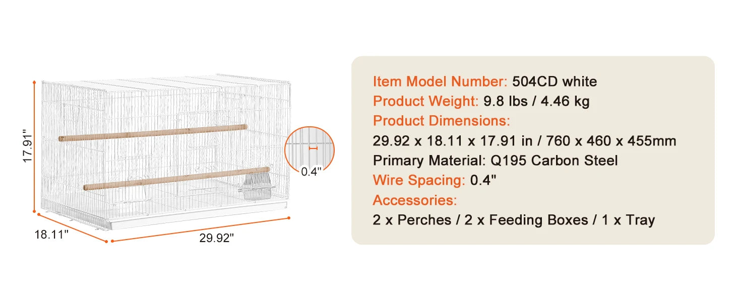 SucceBuy 30In Flight Bird Cage Stackable Divided Small Animal Cage for Kinds of Birds Pet Travel Birdcage with Handle and Perch