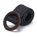 1PC Women Fashion Casual Straw Belt Round Wooden Buckle Elastic Waist Chain Belly Necklace Body Jewelry Dress Shirt Accessories