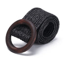 1PC Women Fashion Casual Straw Belt Round Wooden Buckle Elastic Waist Chain Belly Necklace Body Jewelry Dress Shirt Accessories