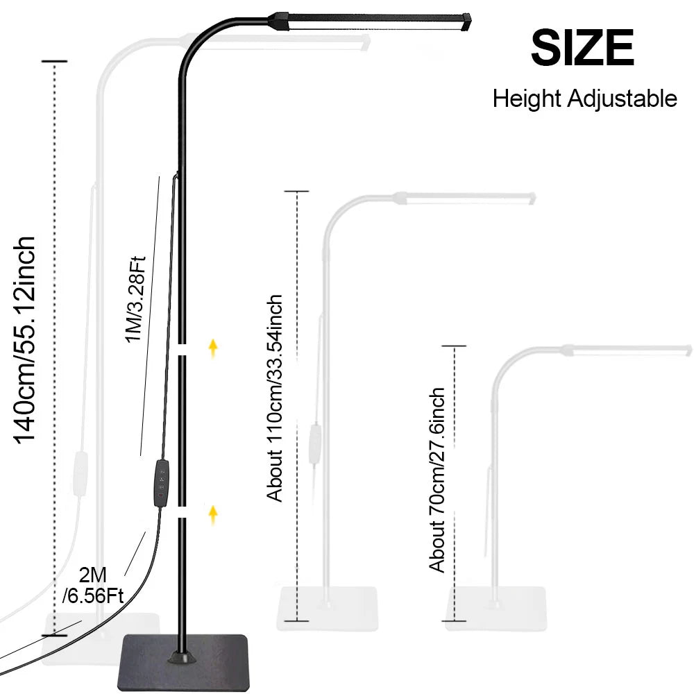 Lâmpada de assoalho led para sala estar ajustável pescoço ganso suporte luz regulável interior quarto em pé luz leitura decoração escritório
