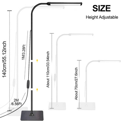 Lâmpada de assoalho led para sala estar ajustável pescoço ganso suporte luz regulável interior quarto em pé luz leitura decoração escritório