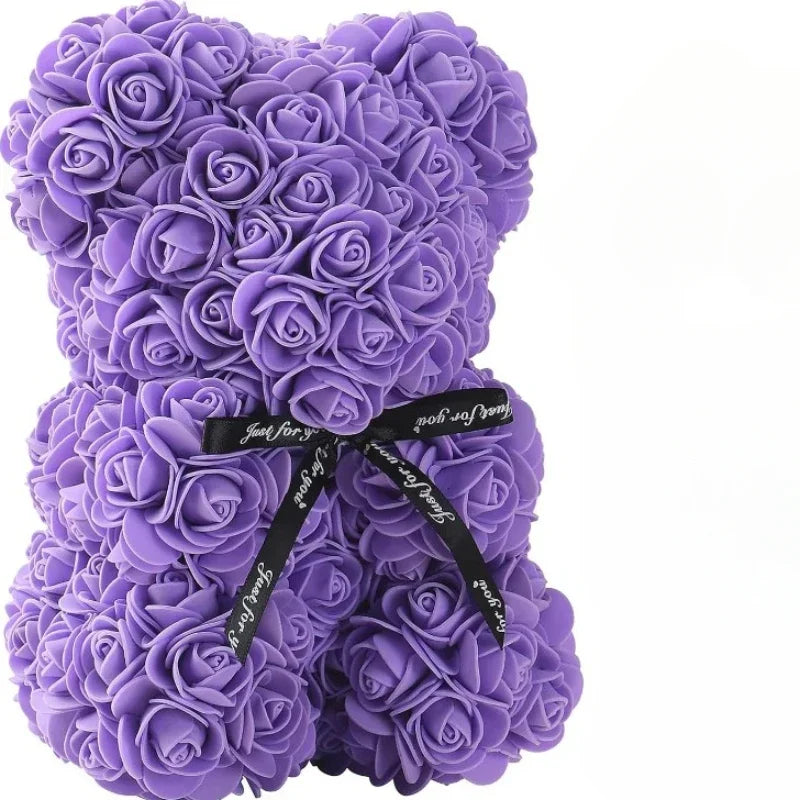 Urso de Pelúcia de Rosas Artificiais Eternas (Modelo 2026) – Presente e Decoração para Dia das Mães, Aniversários, Dia dos Namorados e Datas Especiais