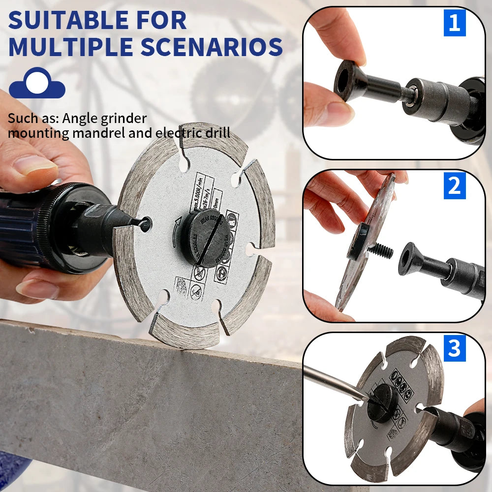 Disco de corte de diamante de 75 mm, disco de corte de piedra de 7,6 cm, hoja de sierra para cortar vidrio, metal, madera, cerámica, PVC, hormigón y varillas corrugadas.