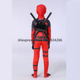 Adult Deadpool Costume Men Women Kids Cosplay Mask Suit Jumpsuit Backpack Knife Accessories Superhero Halloween Costume Child