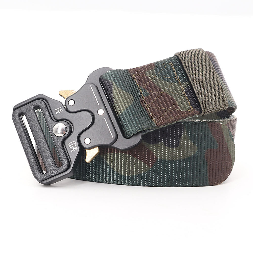 3.8X125cm - Belt Quick Release Outdoor  Metal Belt Soft Real Nylon Sports Accessories Men And Women Black Belt