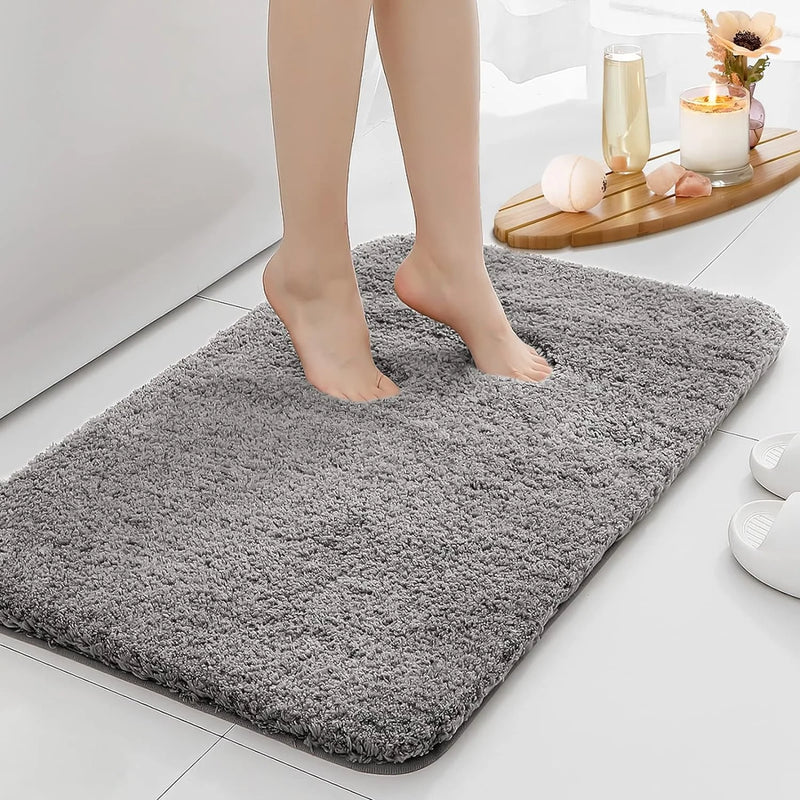 Alfombra de baño antideslizante con absorción de agua, alfombra de baño gruesa, alfombra de pelo largo, alfombra de inodoro duradera y lavable a máquina