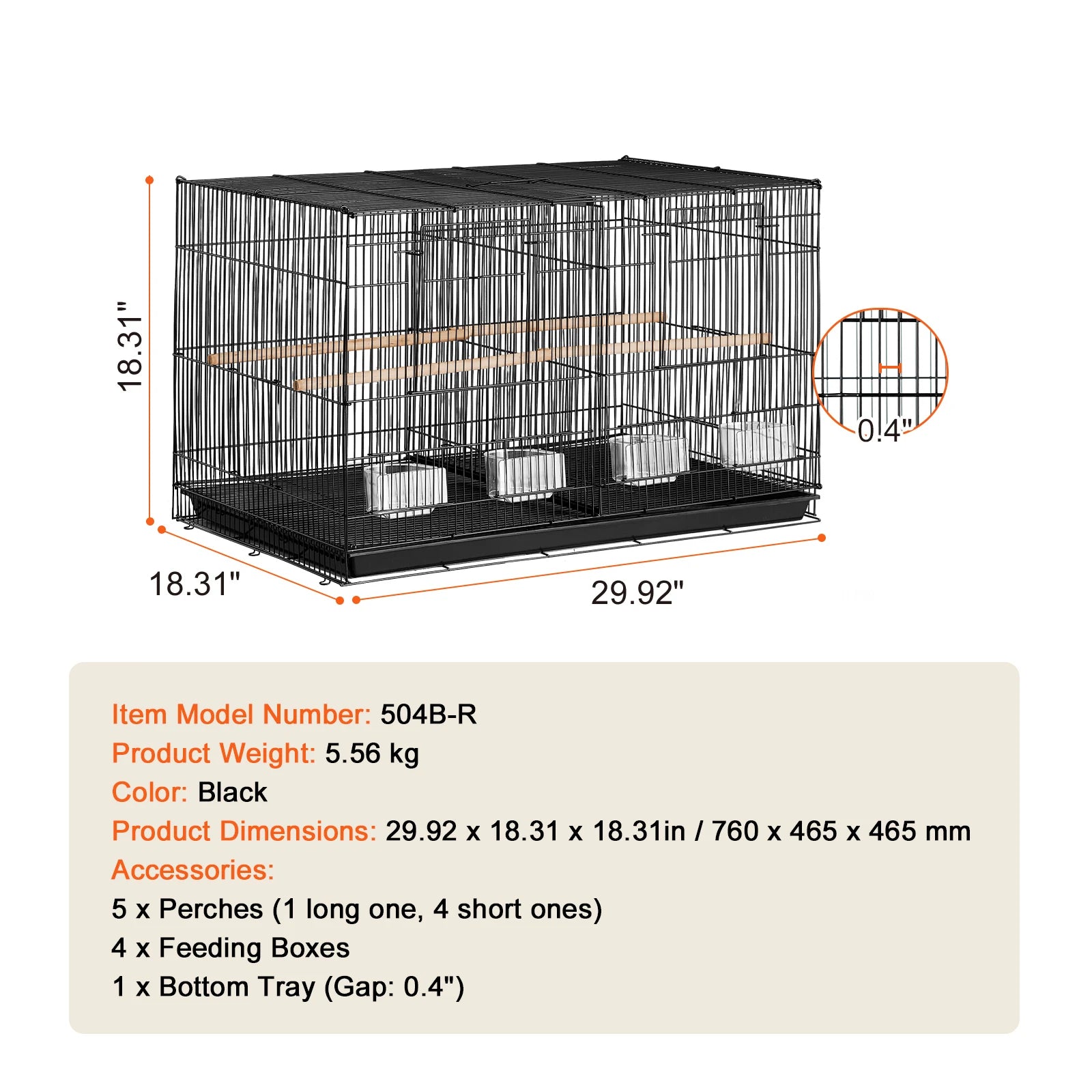 SucceBuy 30In Flight Bird Cage Stackable Divided Small Animal Cage for Kinds of Birds Pet Travel Birdcage with Handle and Perch