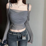 Women's Pure Lace T-shirt, Special Holiday, Creativity, Seductive Club, Korean Style, Casual, Young, Basic Elegant, Cool Personality 