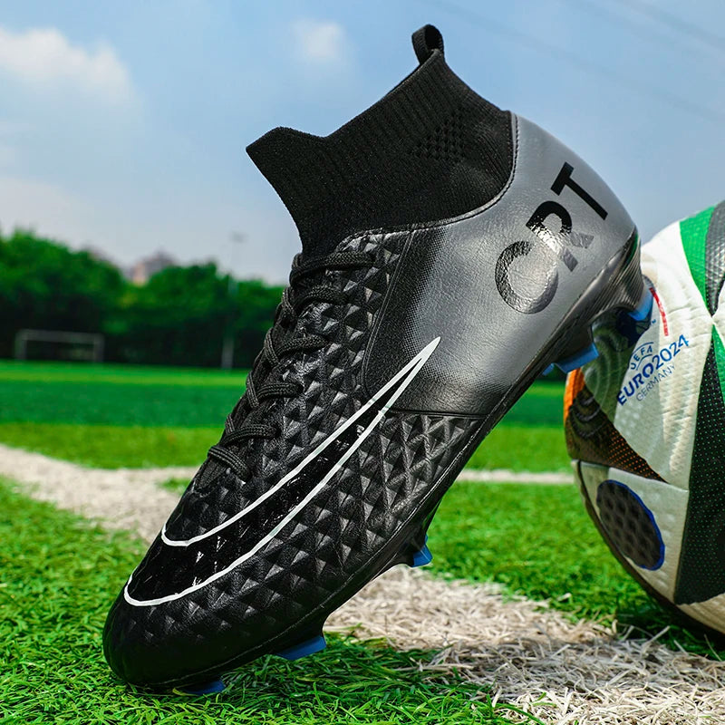 Professional Society Football Boot Men High-top Leather Lightweight TF/FG Five-a-side Soccer Shoes Childrens Football Shoes Kids