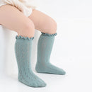 3 pares de calcetines para niñas pequeñas, calcetines de verano de encaje liso hasta la rodilla con volantes, calcetines largos de malla de algodón suave para bebés recién nacidos