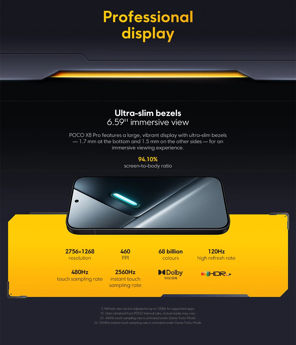 Global Version POCO X8 Pro 6500mAh battery W HyperCharge 50MP hand camera Supports NFC