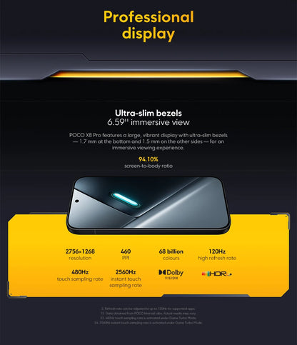 Global Version POCO X8 Pro 6500mAh battery W HyperCharge 50MP hand camera Supports NFC