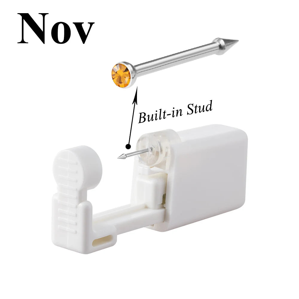 1 Unit Disposable Safe Sterile Piercing Unit For CZ Nose Studs Piercing Gun Piercer Tool Machine Kit Earring Stud Body Jewelry