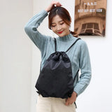 Unisex Sports Backpack Foldable Water-resistant Pure Color Drawstring Backpack Travel Portable Beach Bag