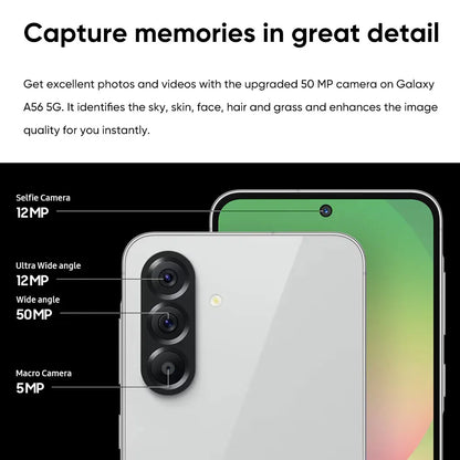 100% Original New Samsung Galaxy A56 5G Smartphone Exynos 1580 6.7" Super AMOLED 120Hz Display 50MP Camera 5000mAh 45W Charge