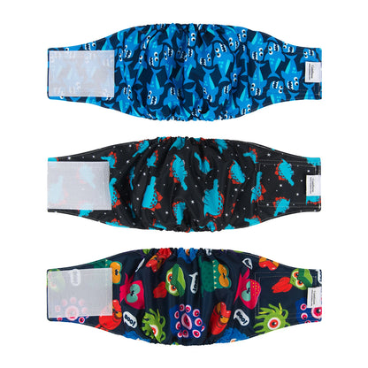 (3pcs per pack) CuteBone Reusable Male Dog Diapers Washable Dog Belly Bands for Male Dogs Wraps Doggie Diapers