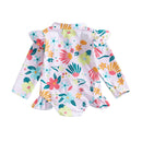 Kids Baby Girl Summer Swimwear Floral Print Backless Ruffles Long Sleeve Bodysuit Bathing Suit Girls Beachwear 0-4 Years