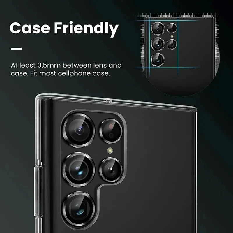 Metal Lens Ring Glass For Samsung Galaxy S24 S23 S22 Ultra Plus Z Flip Fold 6 Camera Protection Cover Tempered Glass Accessories