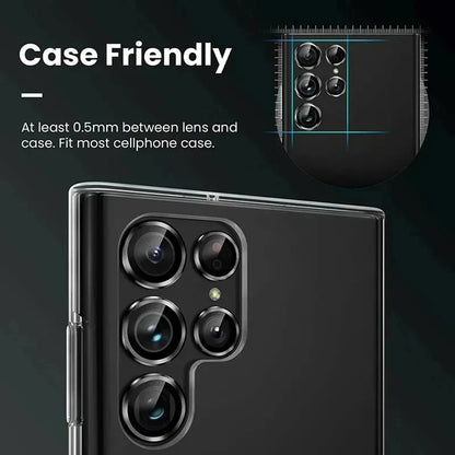 Metal Lens Ring Glass For Samsung Galaxy S24 S23 S22 Ultra Plus Z Flip Fold 6 Camera Protection Cover Tempered Glass Accessories