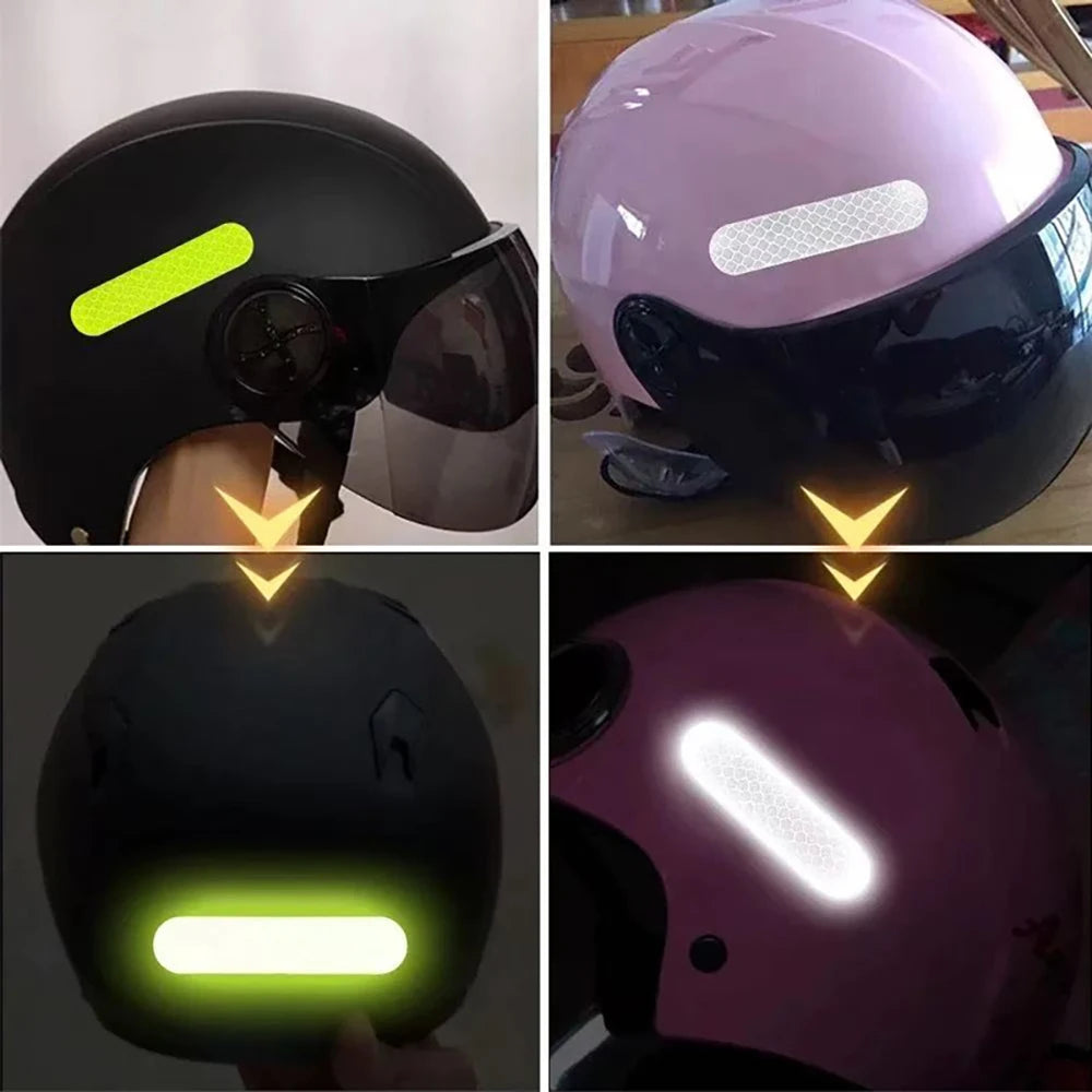 Helmet Warning Reflective Stickers Night Safety Driving Accessories Fluorescent Decorative Stickers Bicycle Motorcycle Car Decal
