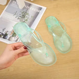 Beach Flip Flops for Women Thong Sandals Summer Jelly Shoes Girls Transparent Slides Solid Fashion PVC Flat Non-Slip Slippers