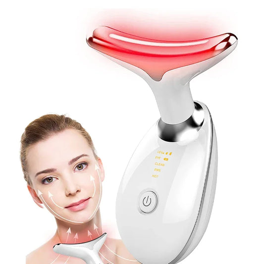 Masajeador de cuello, lifting facial, tres modos de luz, dispositivo eléctrico para reafirmar la piel, instrumento de belleza LED.