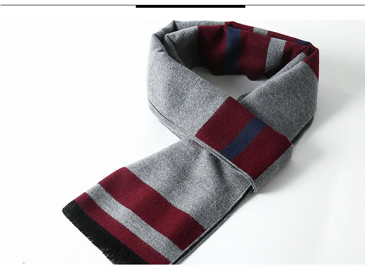 Designer Brand Plaid Men's Cashmere Scarf Winter Warm Scarves Shawls Casual Business Long Wraps Pashmina Christmas Gift for Man